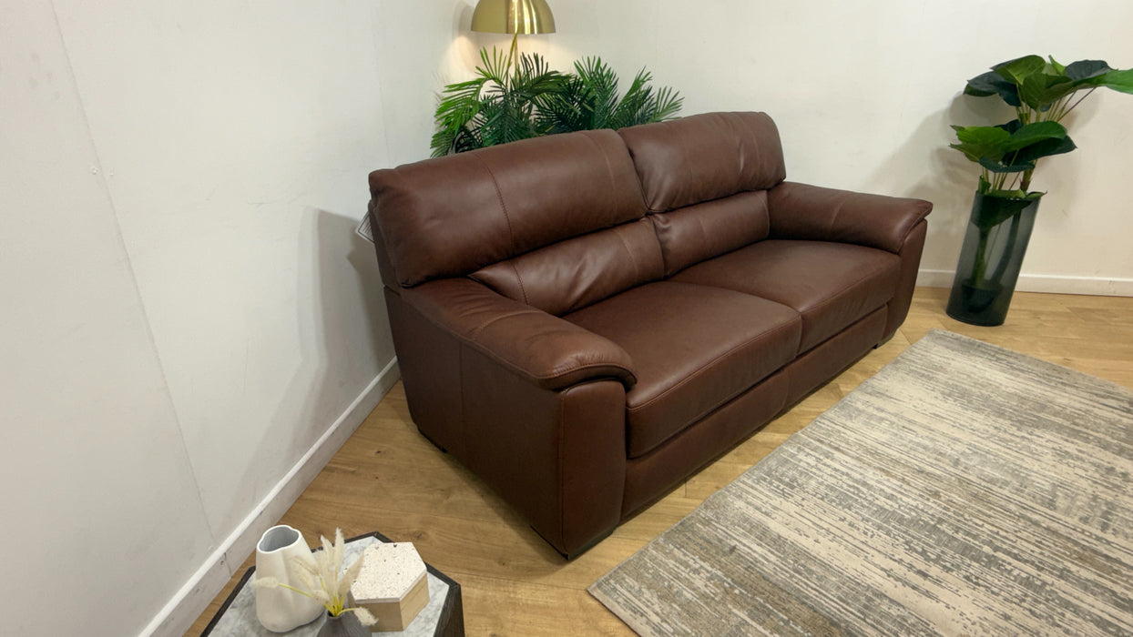 Sofology Santina Leather 3 Seater in Relaxed Soft Brown