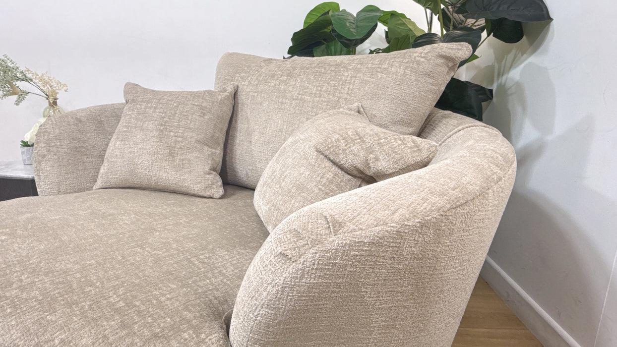 Sofology Majestica Fabric Cuddler Swivel Chair in Teddy Chenille Natural
