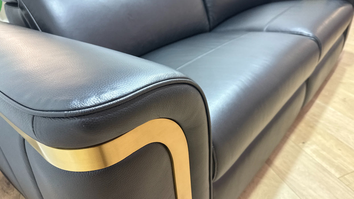 Sofology Plaza Leather 2.5 Seater Power Recliner/Headrest in Trusty Embossed Jet Black