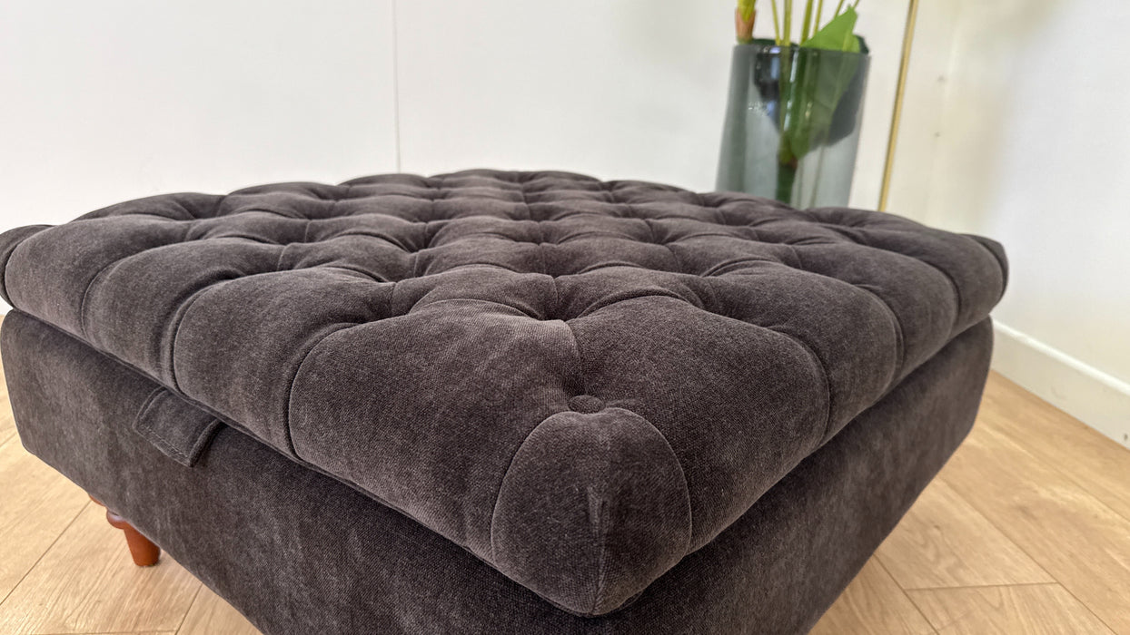 Sample Fabric Designer Storage Footstool in Relaxed Chenille Raisin