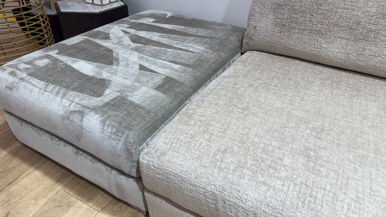 Sofology Majestica Fabric Chaise 1 Corner 3 in Teddy Chenille Natural Mix