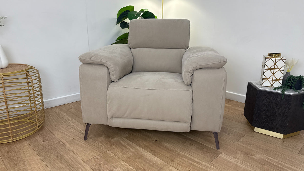 Sofology The Fratelli Fabric Chair Power Recliner/Headrest in Lifestyle Nubuck Feel Stone