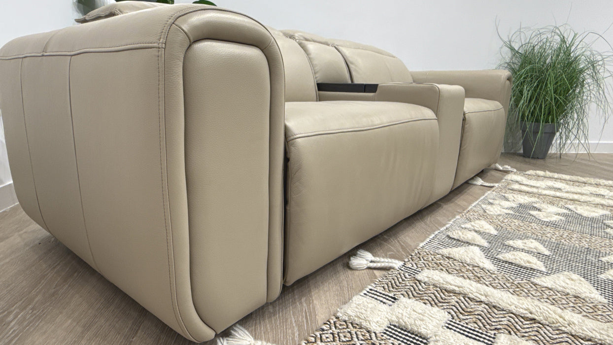 Sofology Premiere Leather 2.5 Seater Smart Console Power Recliner/Headrest in Trusty Embossed Stone