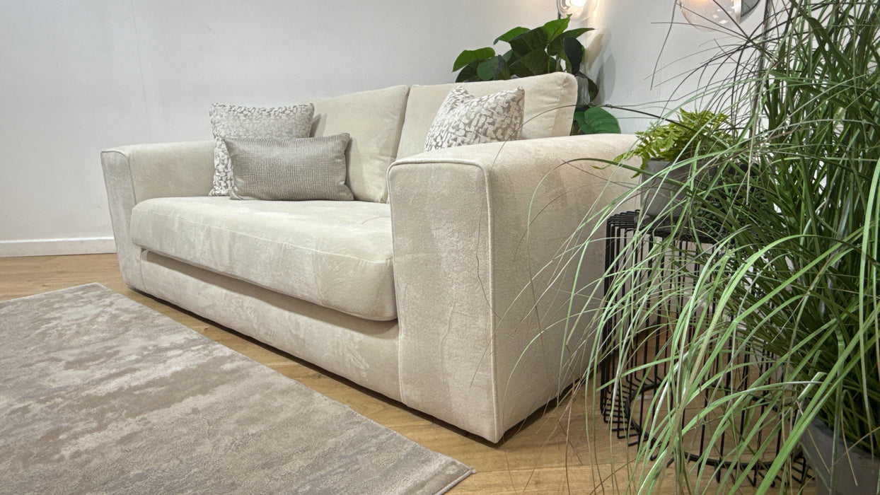 Sofology Ascot Fabric 3 Seater Bench Seat in Soft Sherpa Natural Mix