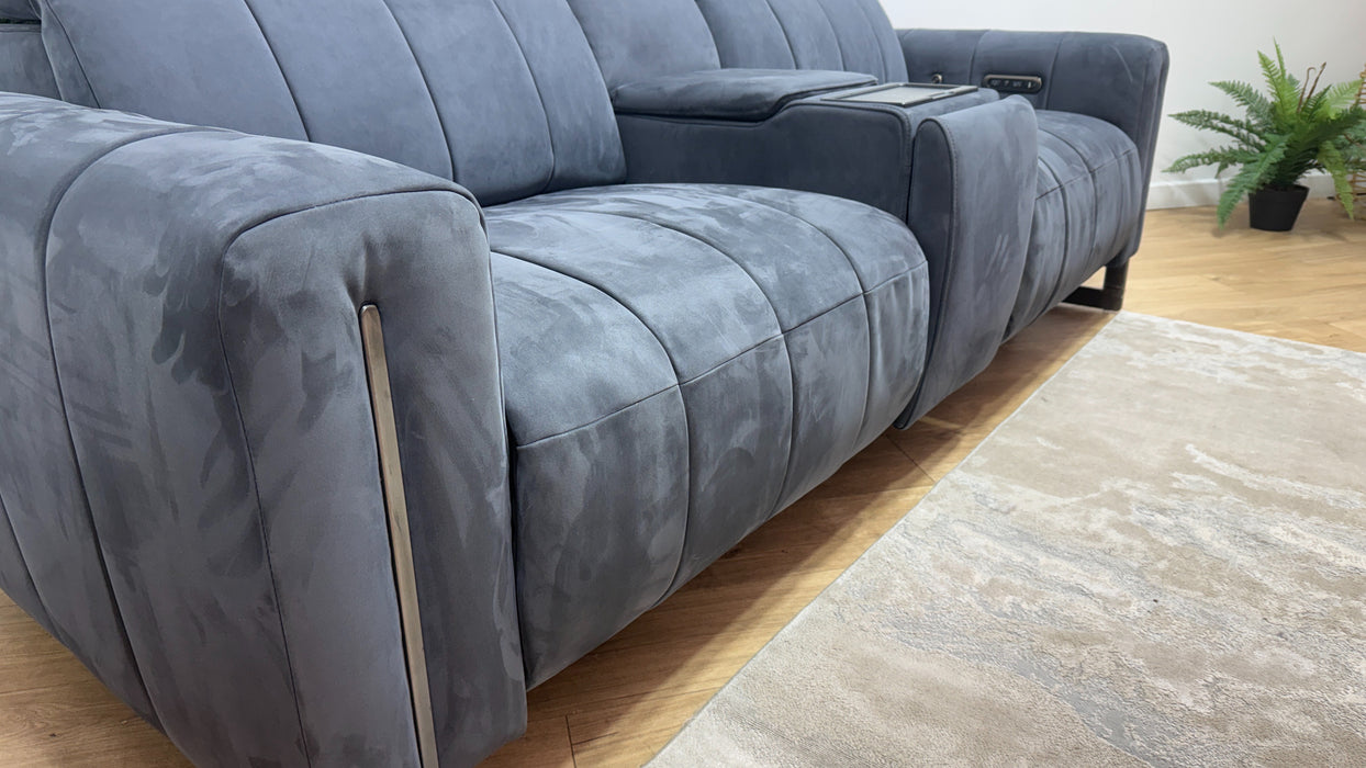Sofology Paramount Fabric 2.5 Seater Console Power Recliner/Headrest Heated Seats Speakers in Lifestyle Nubuck Feel Charcoal