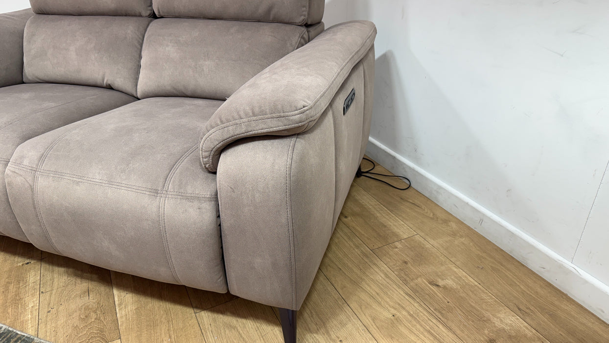 Sofology Bailey Fabric 2 Seater Power Recliner/Headrest in Lifestyle Flecked Nutmeg