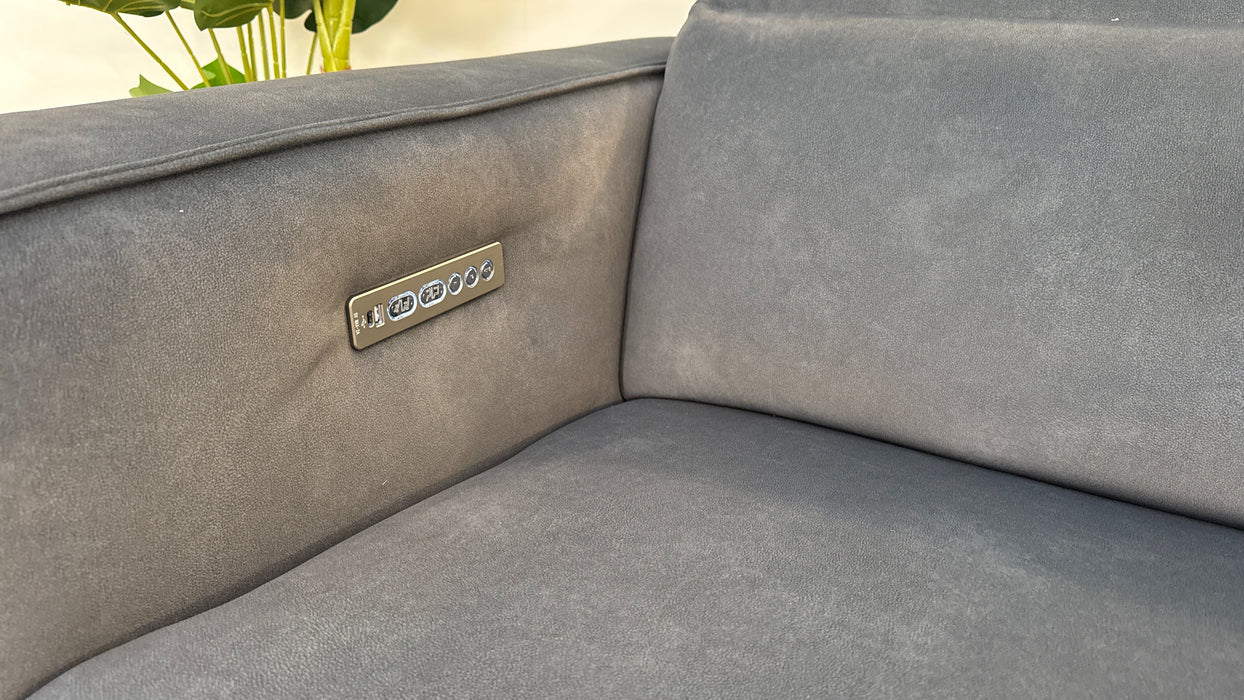 Sofology The Horizon Fabric Loveseat Power Recliner/Headrest in Lifestyle Flecked Charcoal