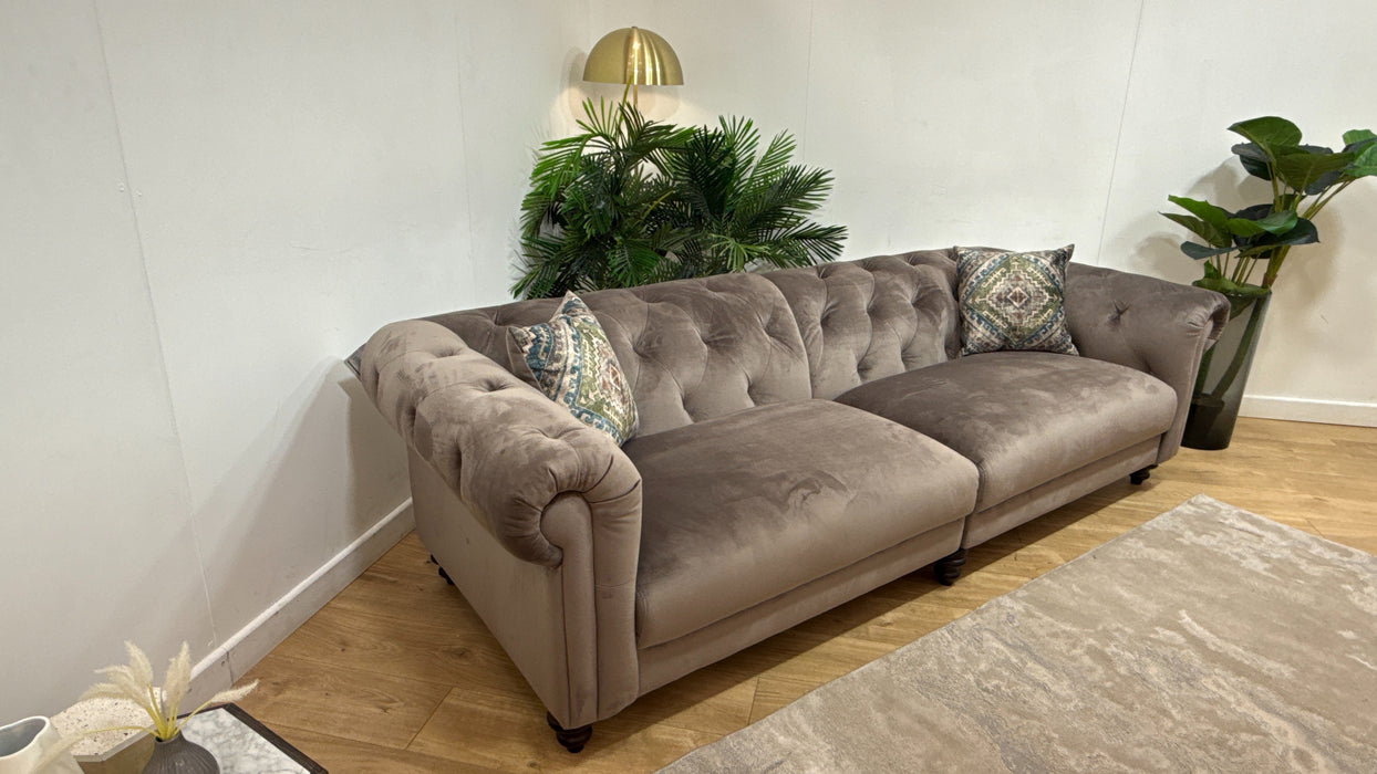 Sofology Kensington Fabric 4 Seater Split in Matt Velvet Mole Mix