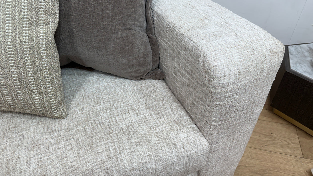Sofology Cove Fabric Loveseat Light Wood Panel in Artisan Chenille Ecru Mix