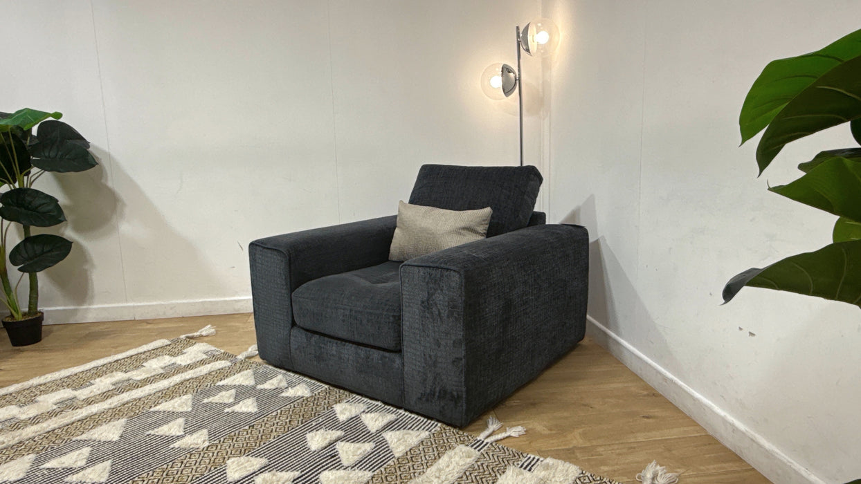 Sofology Ascot Fabric Chair in Texture Chenille Denim Mix