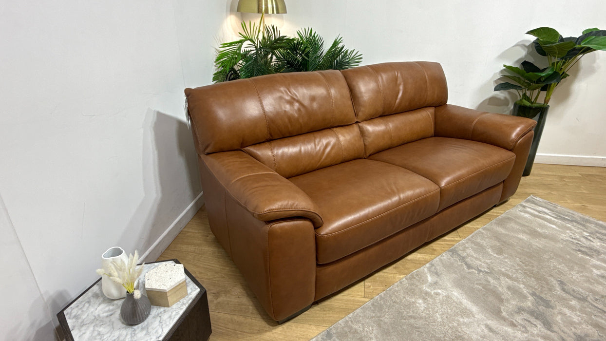 Sofology Santina Leather 3 Seater in Relaxed Soft Tan