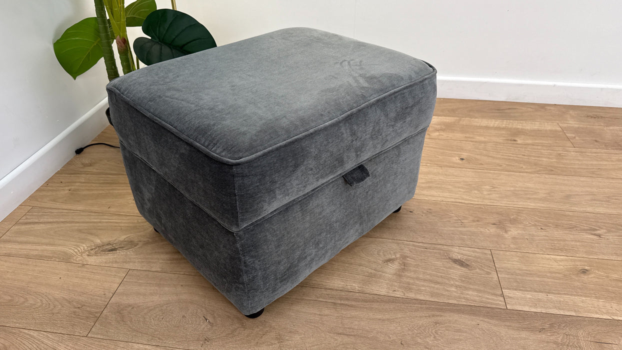 Sofology Brixton Fabric Storage Footstool in Soft Chenille Slate