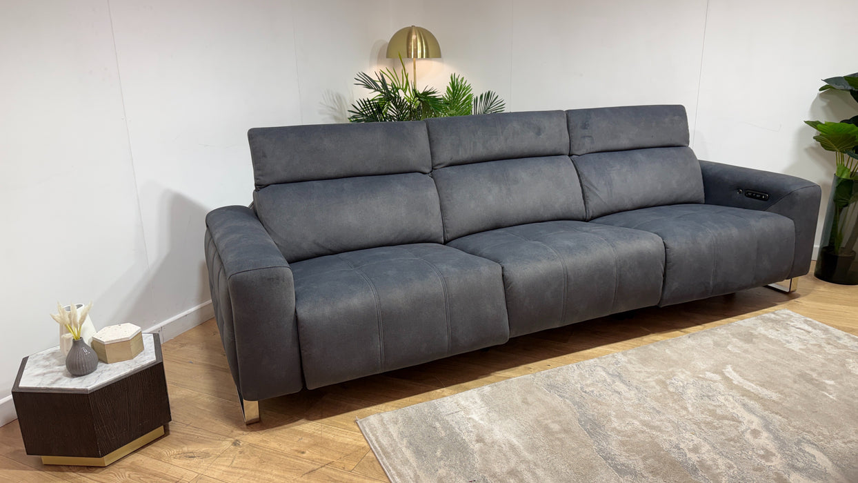 Sofology Marvella Fabric 4 Seater Split Power Recliner/Headrest Heated Seats in Lifestyle Flecked Charcoal