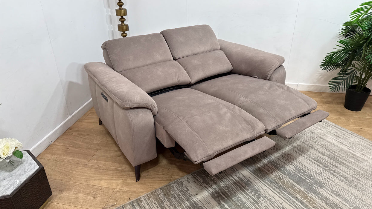 Sofology Bailey Fabric 2 Seater Power Recliner/Headrest in Lifestyle Flecked Nutmeg