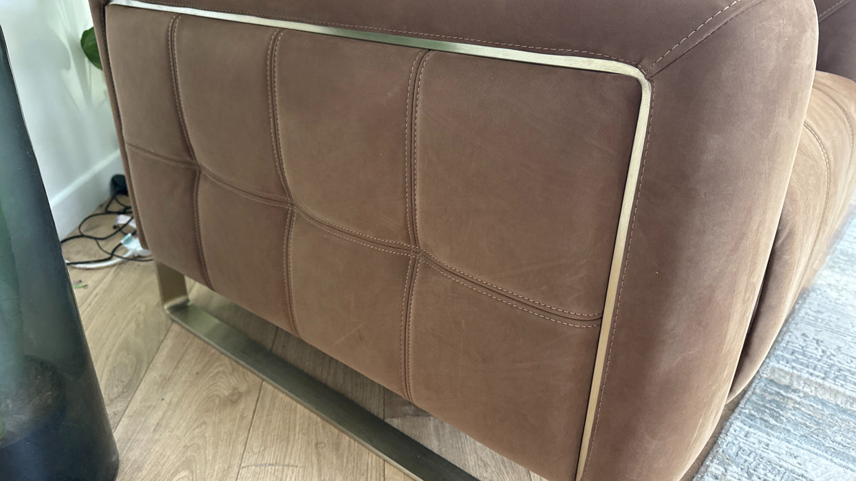 Sofology Marvella Fabric Chair Power Recliner/Headrest in Lifestyle Nubuck Feel Pecan