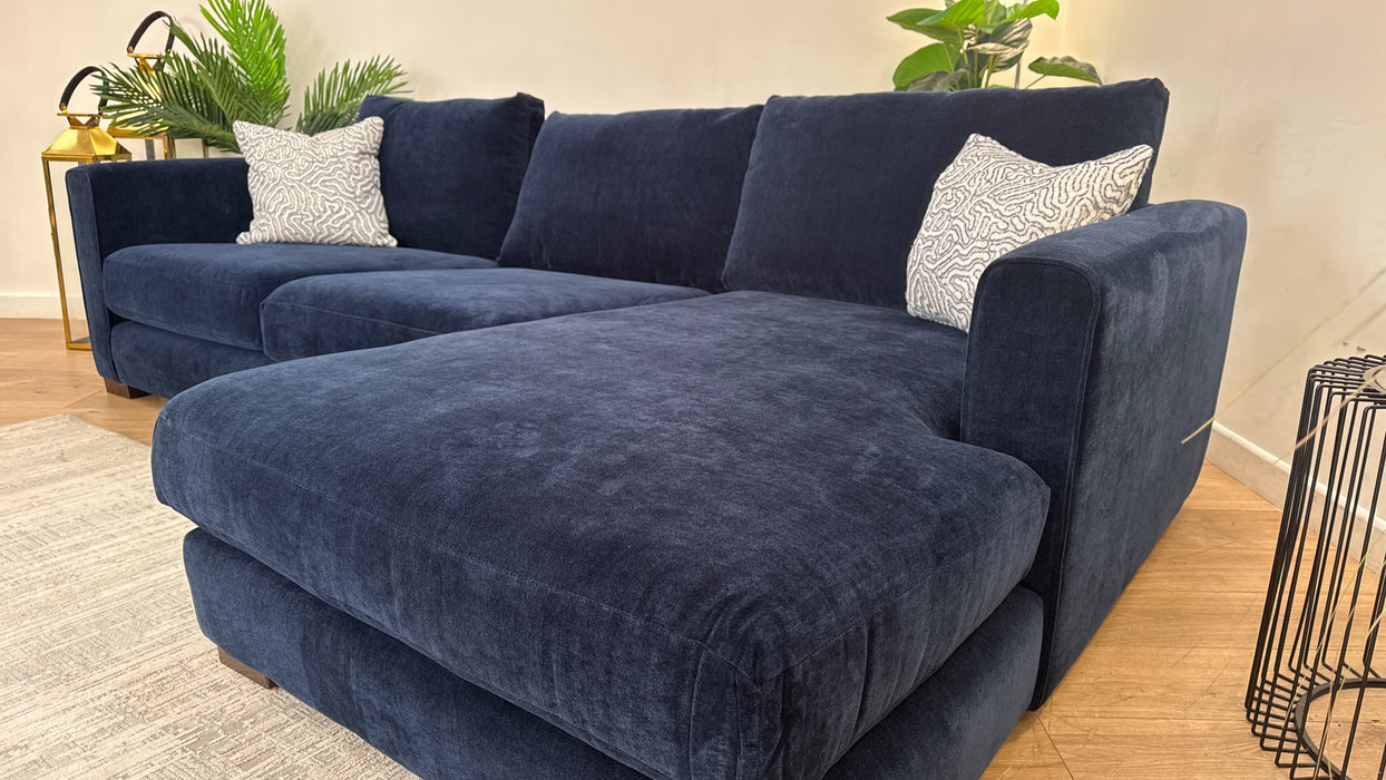 Sofology Majestica Fabric 2 Seater Chaise in Soft Chenille Navy Mix