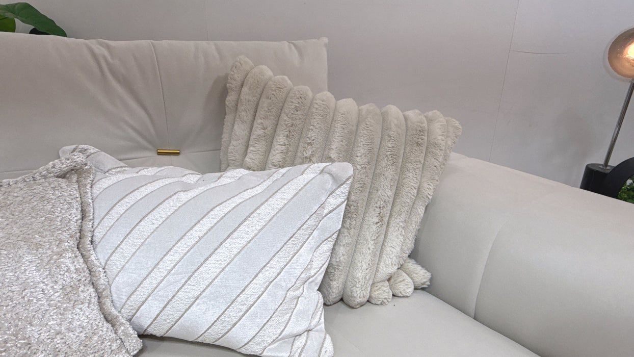 Sofology Oscar Fabric 3 Seater Sofa in Super Matt Velvet Ecru