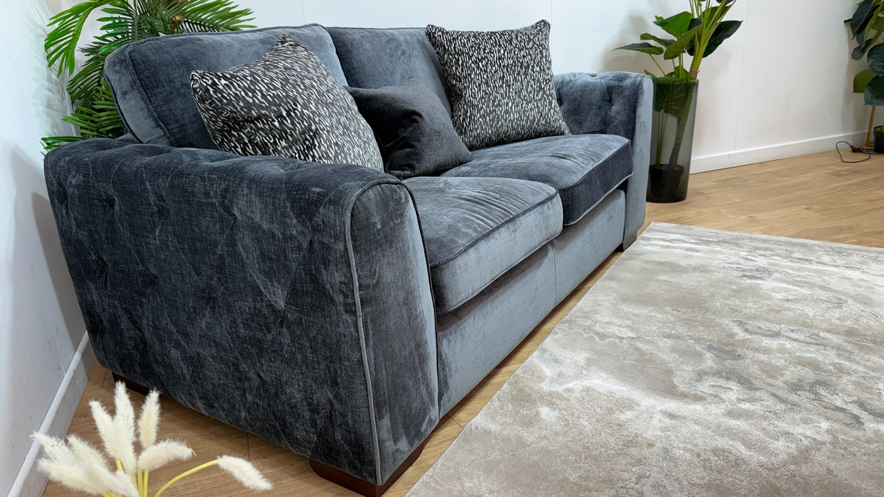 Sofology Valentina Fabric 2 Seater Full Back Foam Seats in Luxury Chenille Charcoal Mix