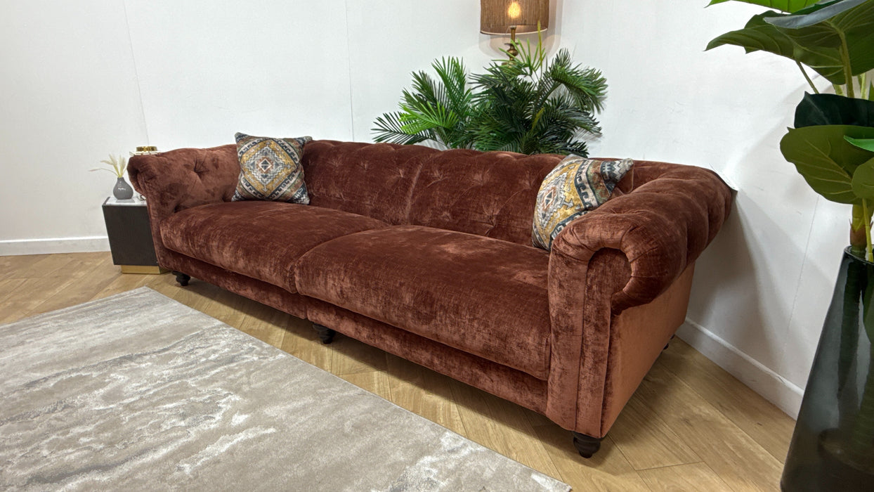 Sofology Kensington Fabric 4 Seater Split in Luxury Chenille Rust Mix