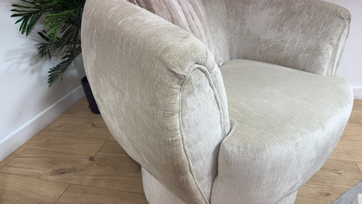 Sofology Lustre Fabric Accent Swivel Chair in Luxury Plush Chenille Moonstone Mix