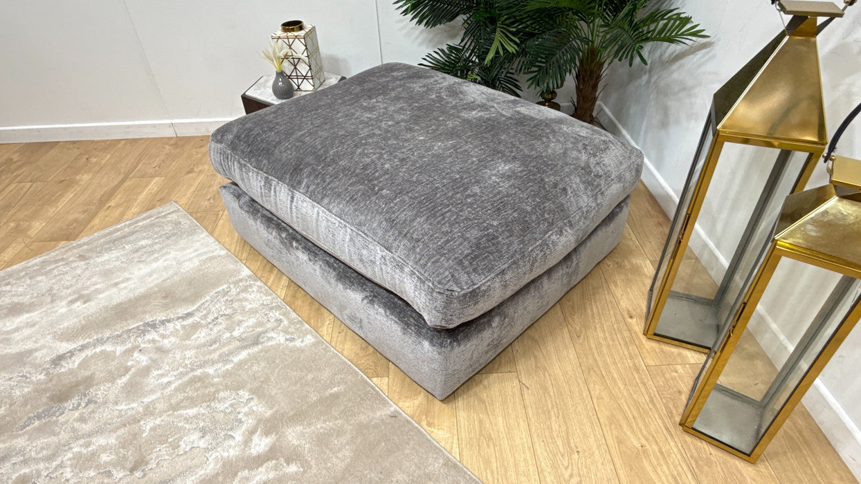 Sofology Bellagio Fabric Footstool Extra Flex Filling in Chunky Luxe Chenille Charcoal