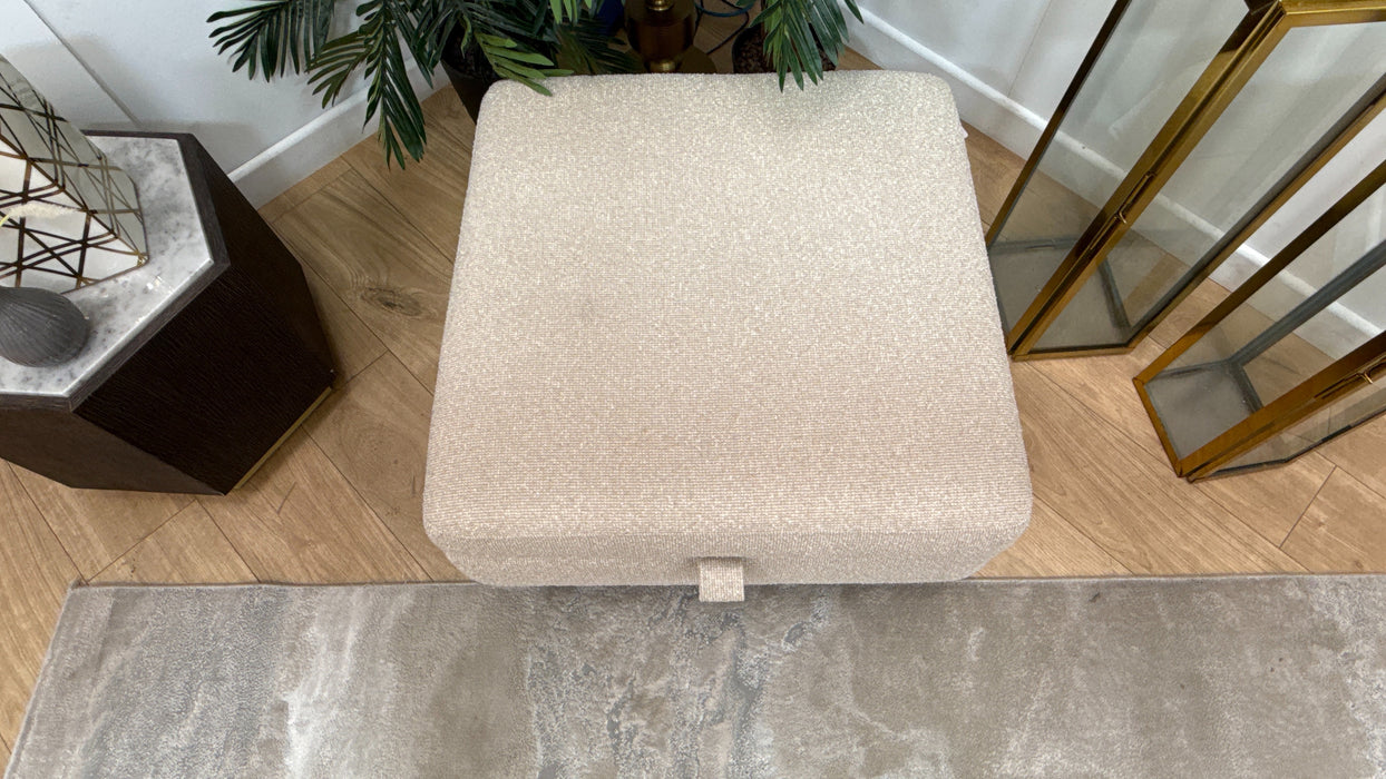 Sofology The Hackney Fabric Storage Memory Foam Footstool in Mini Boucle Natural