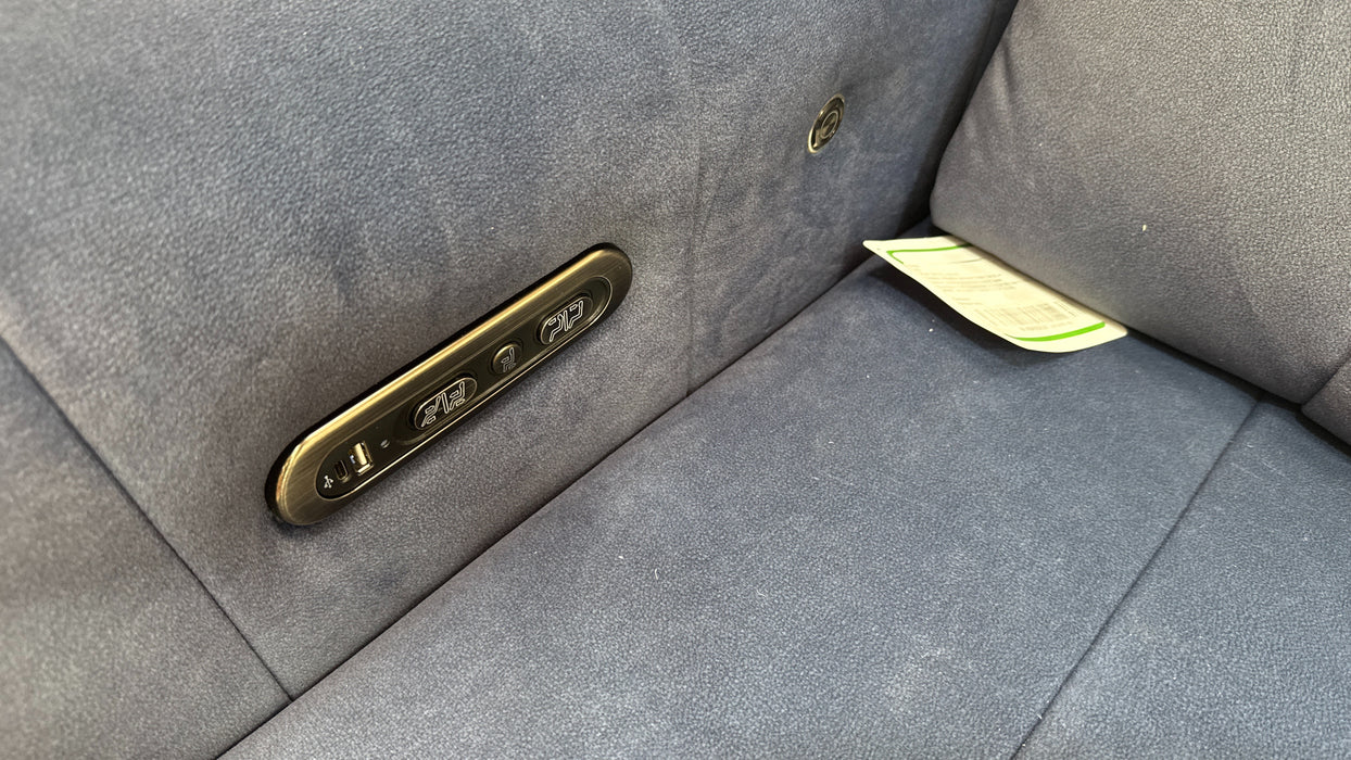 Sofology Paramount Fabric 2.5 Seater Console Power Recliner/Headrest Heated Seats Speakers in Lifestyle Flecked Navy