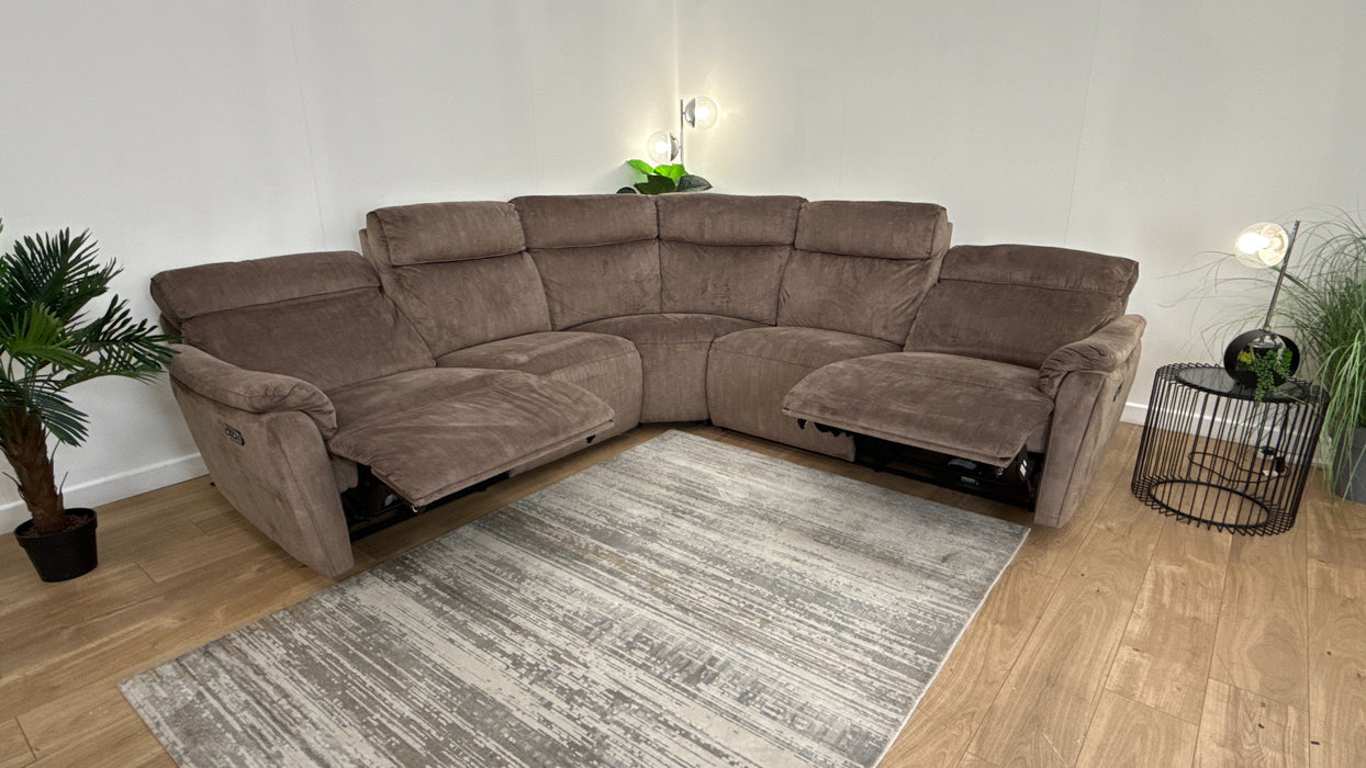 Sofology Parker 3 Corner 3 Recliner Fabric Sofa in Heritage Cedar
