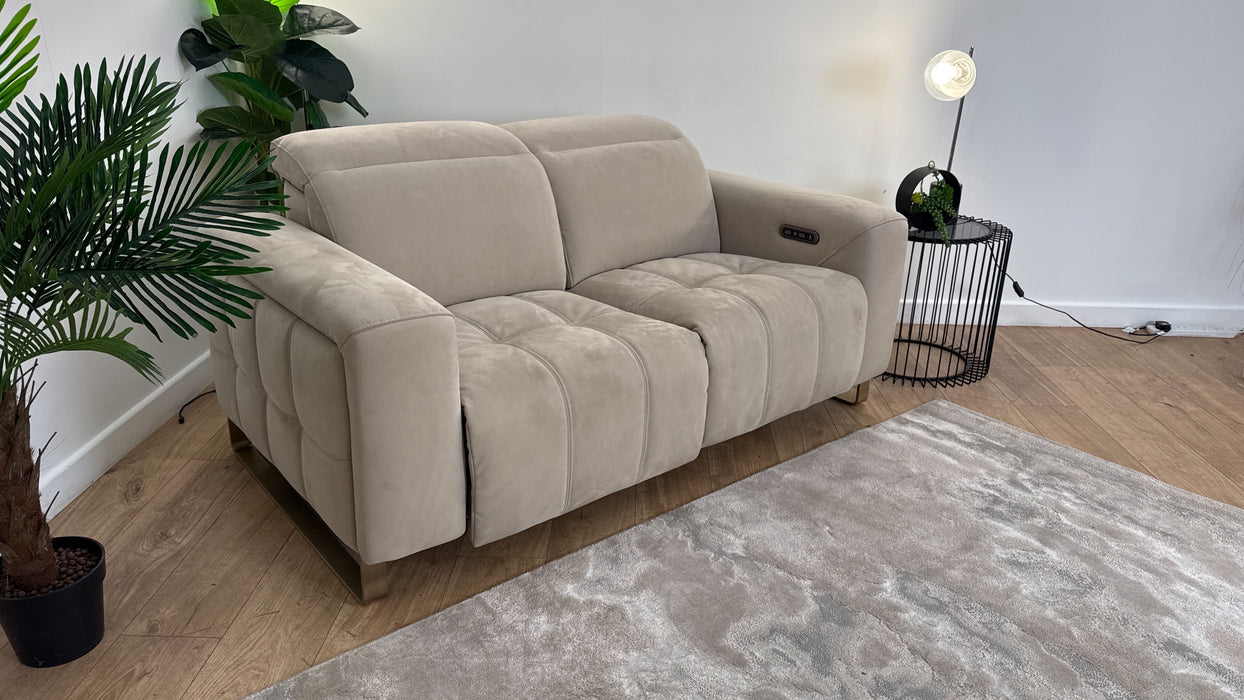 Sofology Marvella Fabric 2 Seater Power Recliner/Headrest in Lifestyle Nubuck Feel Stone