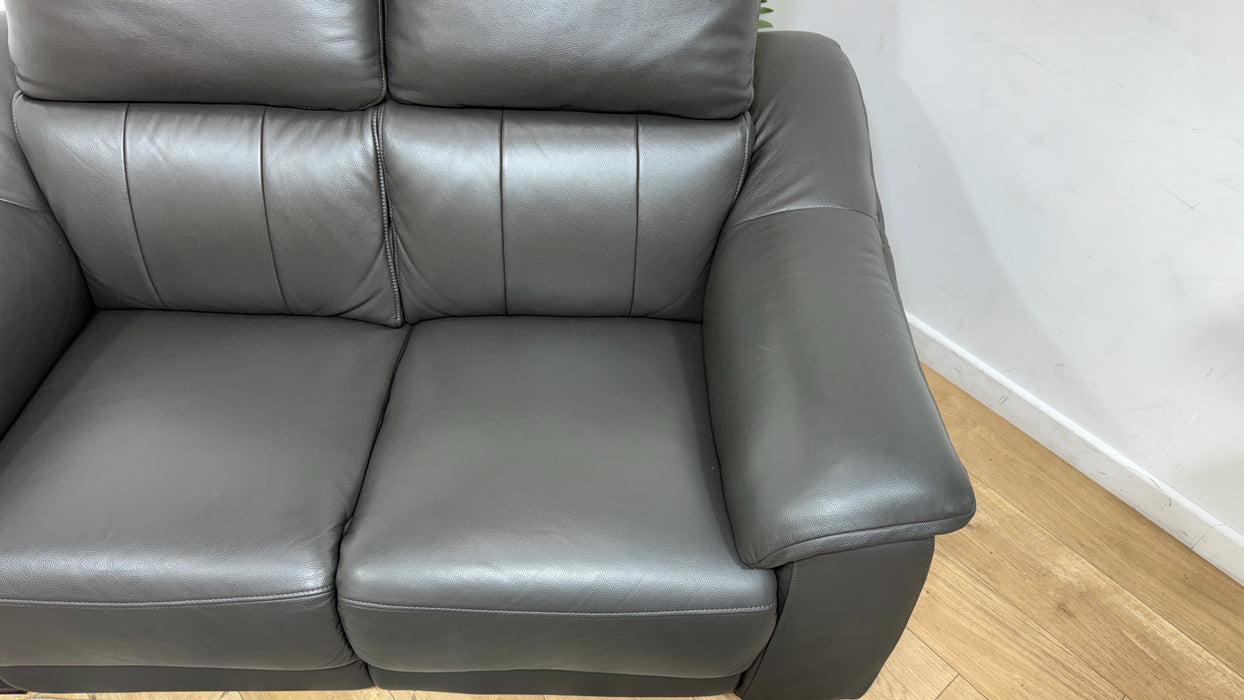 Sofology Carrera Leather 2 Seater in Trusty Embossed Charcoal