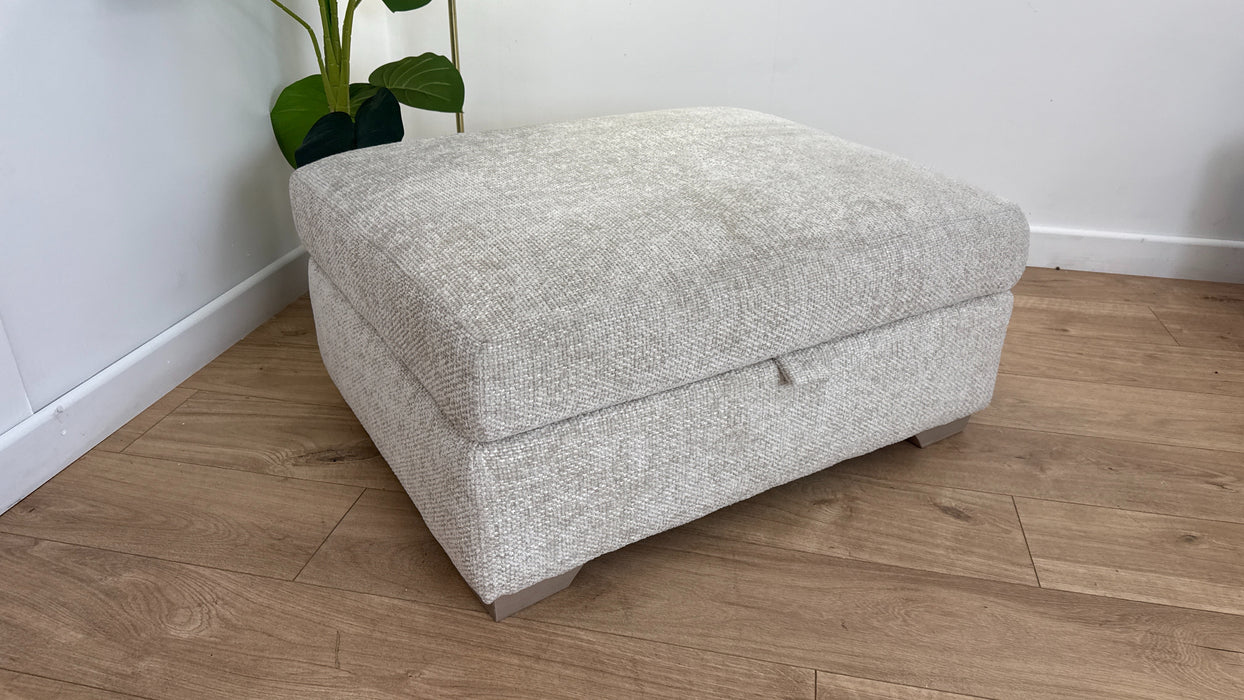 Sofology The Tallulah Footstool in Basketweave Chenille Stone All Over