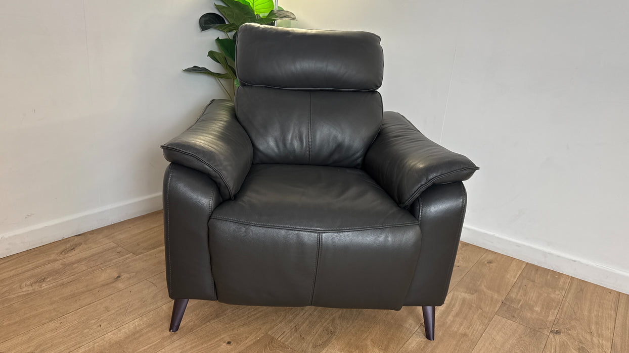 Sofology The Arlo Reclining Chair in Trusty Embossed Leather Charcoal
