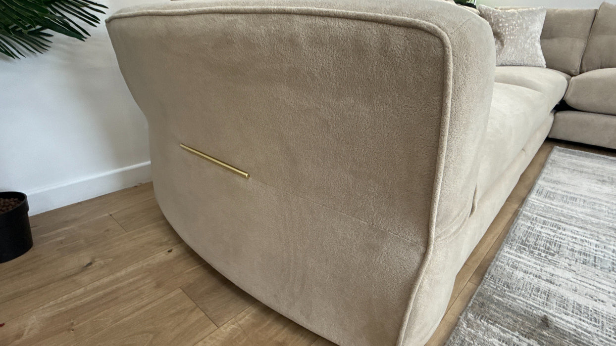 Sofology Reign Fabric 3 Corner 3 Gold Trim in Luxe Sherpa French Beige/Natural Mix