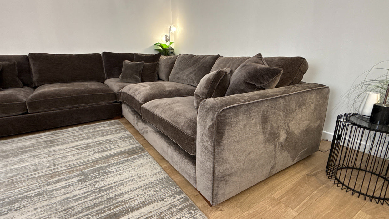 Sofology Cavalli Fabric 1.5 Terminal End Corner 3 Foam Seats in Deluxe Chenille Mushroom