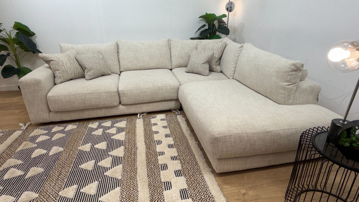 Sofology Amalfi Fabric 2 Corner 1 Chaise in Micro Flecked Boucle Natural Mix