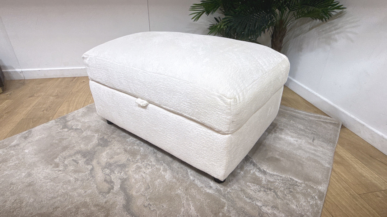 Sofology Bellagio Fabric Storage Extra Flex Footstool in Chunky Luxe Chenille Snow