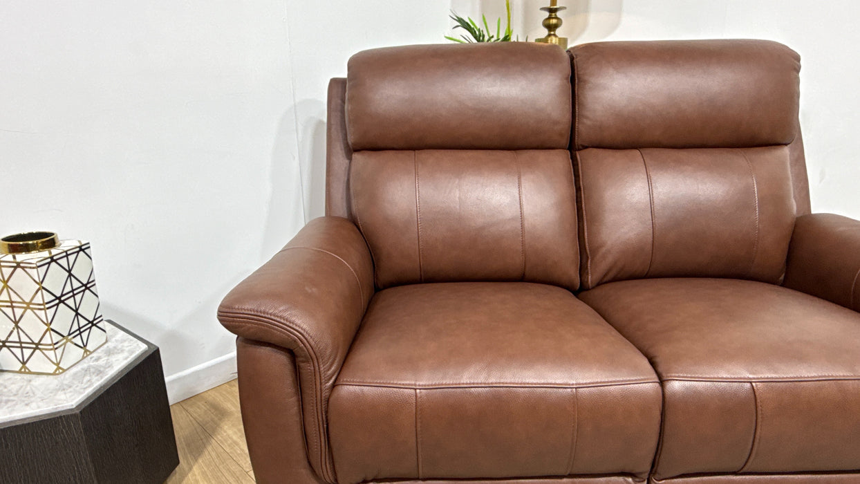 Sofology Bradie Leather 2 Seater Power Recliner/Headrest in Trusty Embossed Chestnut