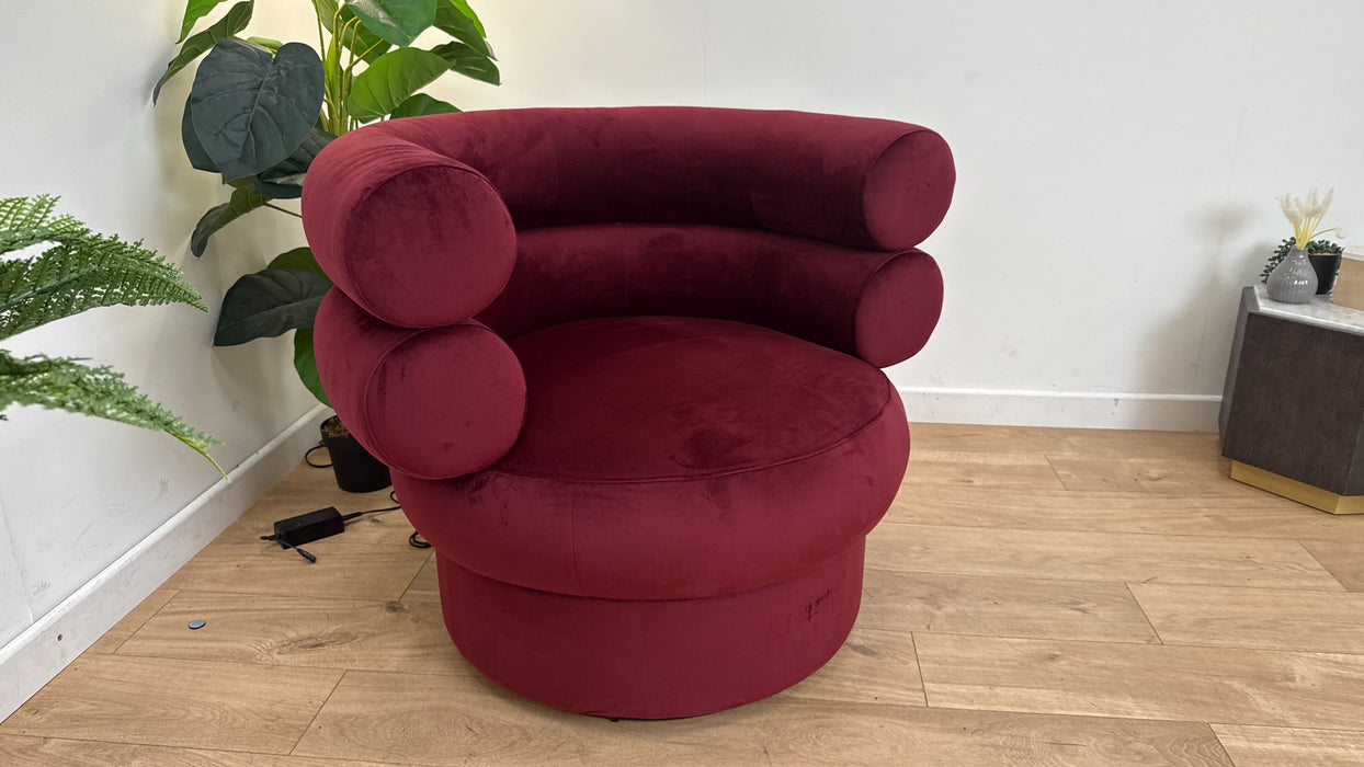 Sofology The Fitzrovia Swivel Chair in Matt Velvet Wine All Over Without Trim
