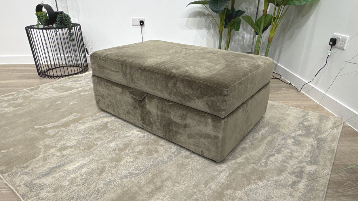 Sofology Regency Fabric Large Storage Footstool in Fine Textured Chenille Bark