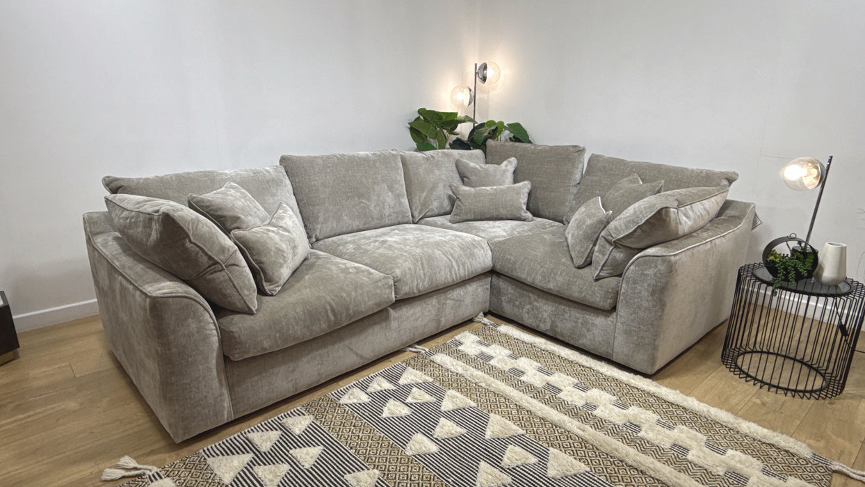 Sofology Georgio Fabric 3 Corner 1 Feather Flex Seats in Luxe Chenille Stone