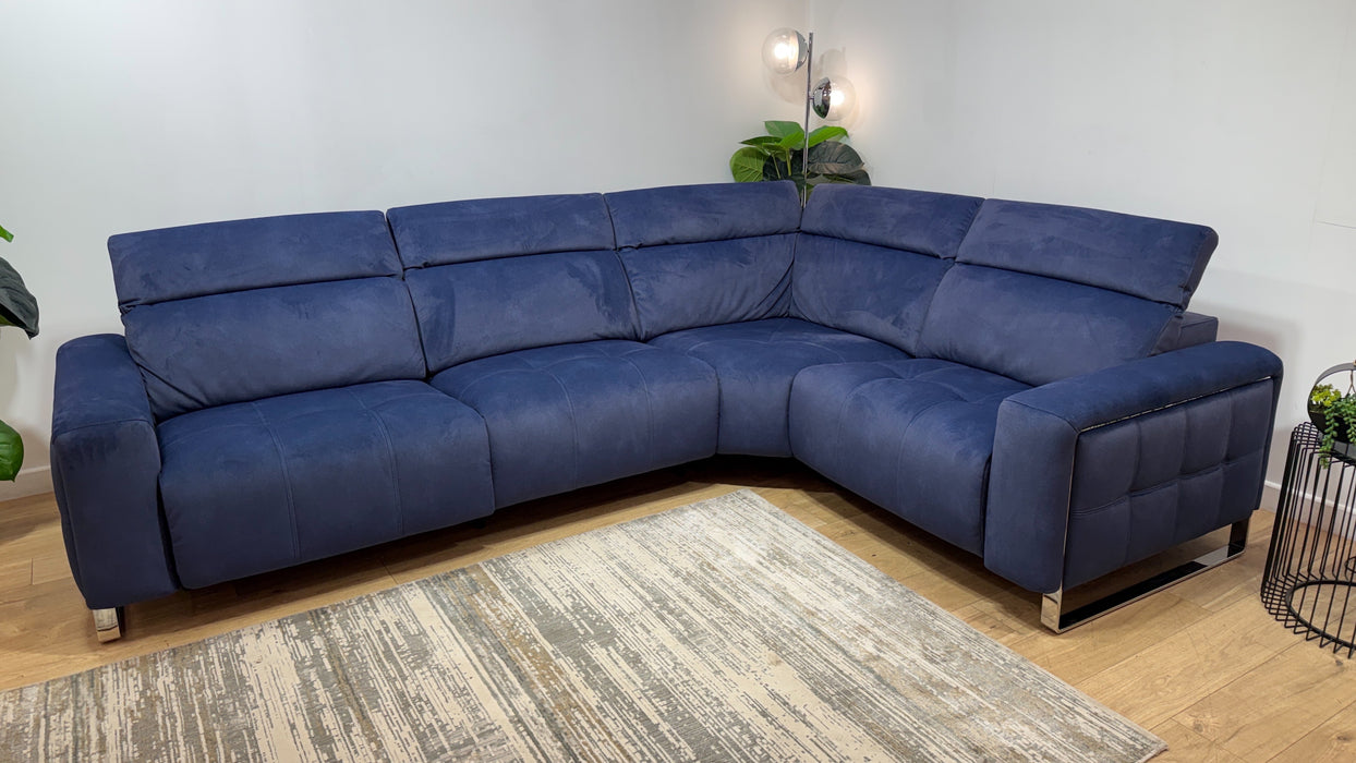 Sofology Marvella Fabric 3 Corner 1.5 Power Recliner/Headrest in Lifestyle Flecked Navy