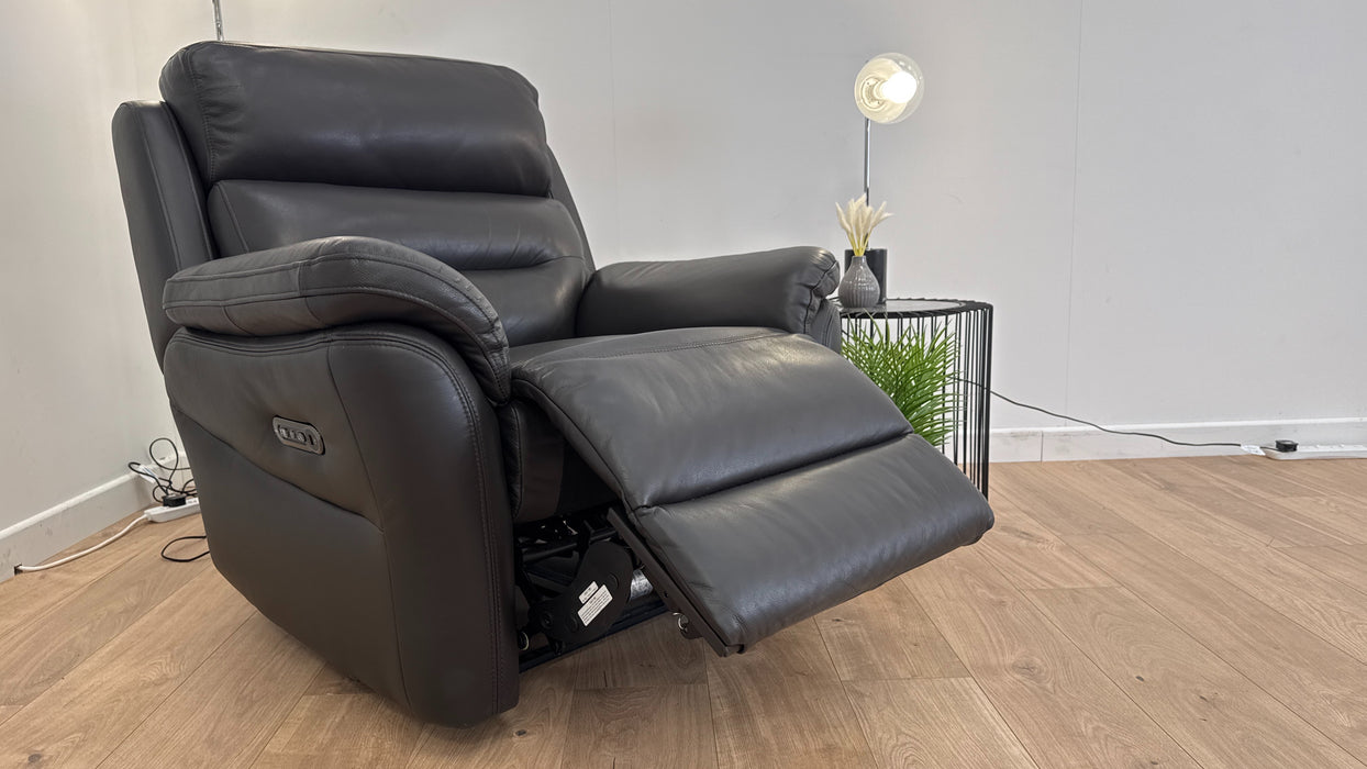 Broxton Leather Chair - Power recliner - Power headrest - Black Coffee