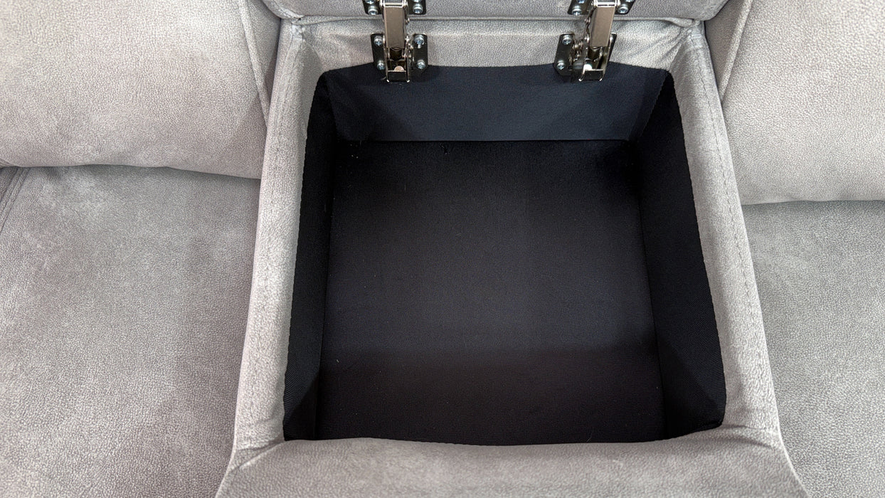 Sofology Allure Fabric 2.5 Seater Screen Console Power Recliner/Headrest Heated Seats Lumbar Support Speakers in Lifestyle Flecked Stone