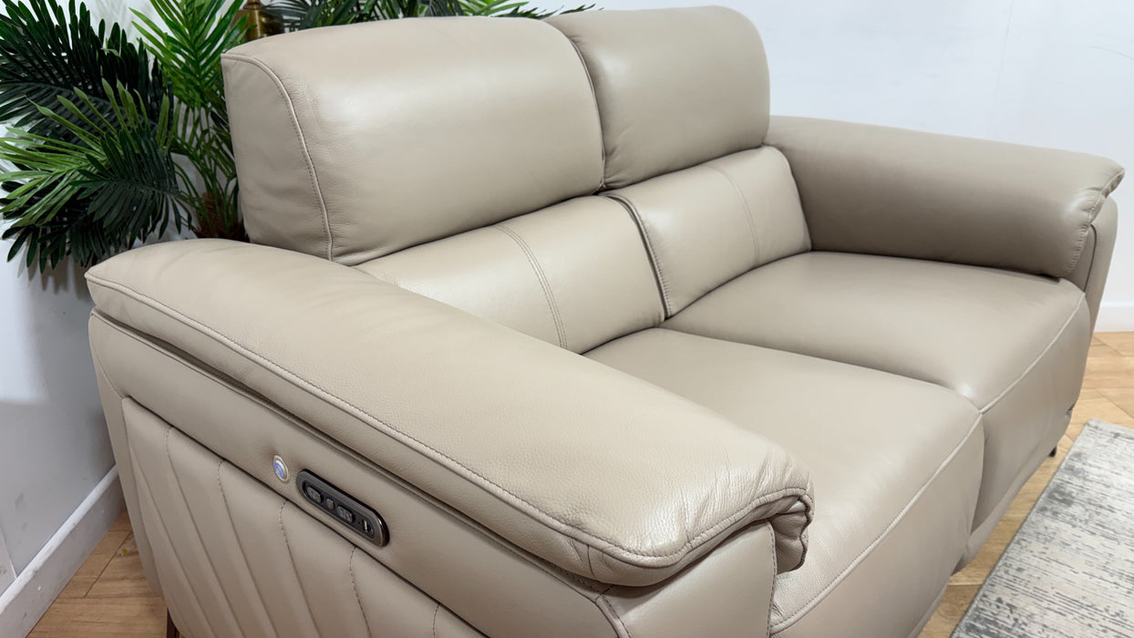 Sofology The Fratelli Leather 2 Seater Power Recliner/Headrest in Trusty Embossed Stone