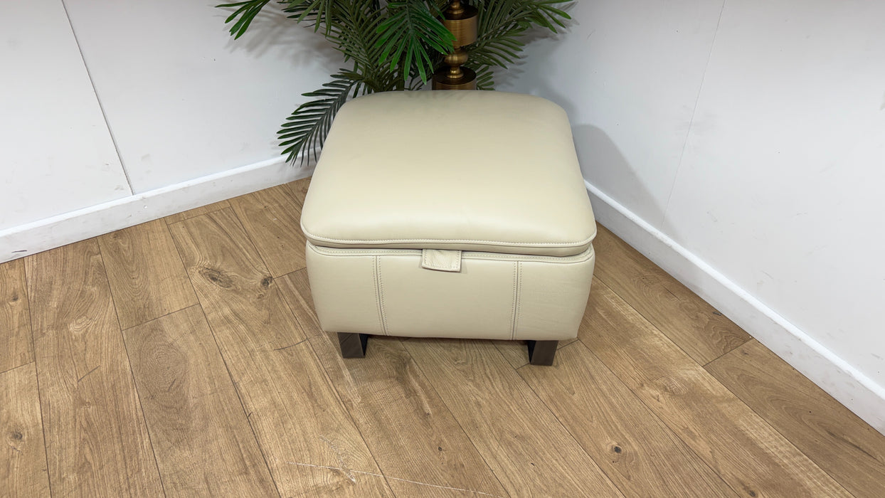 Sofology Ravello Leather Designer Storage Footstool in Trusty Embossed Bone China