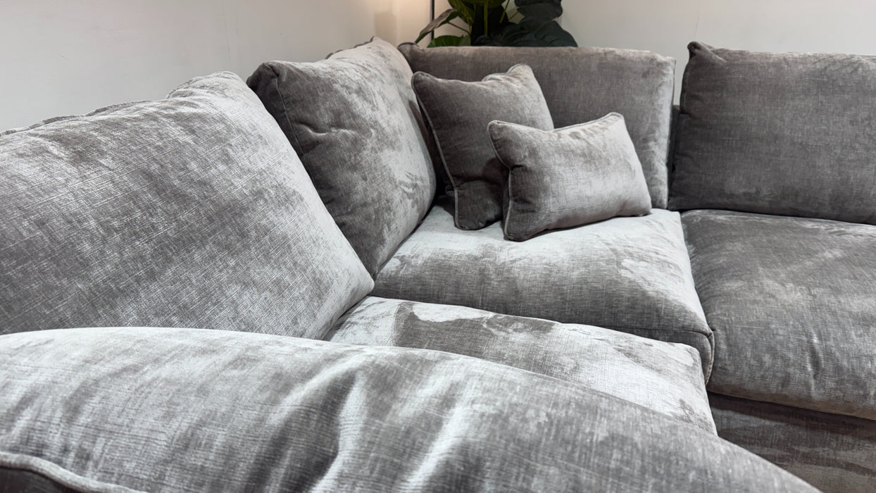 Sofology Georgio Fabric 1 Corner 3 Feather Flex Seats in Luxe Chenille Pewter