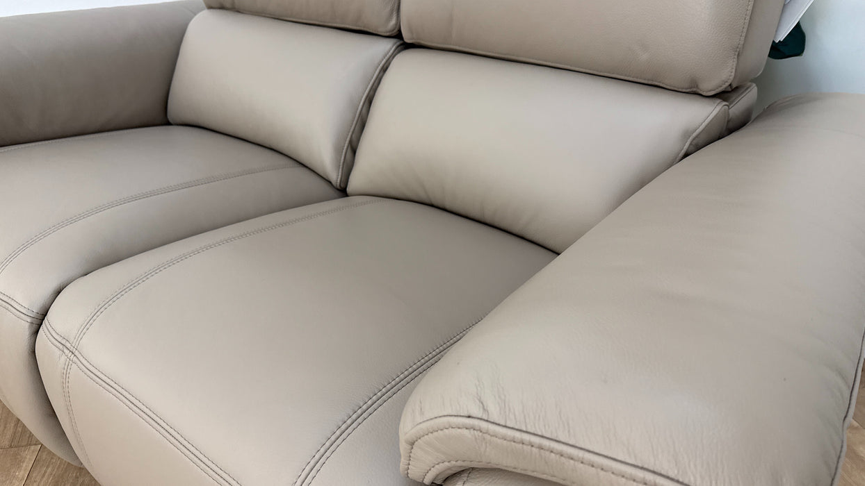 Sofology Bailey Leather 2 Seater Power Recliner/Headrest in Trusty Embossed Stone