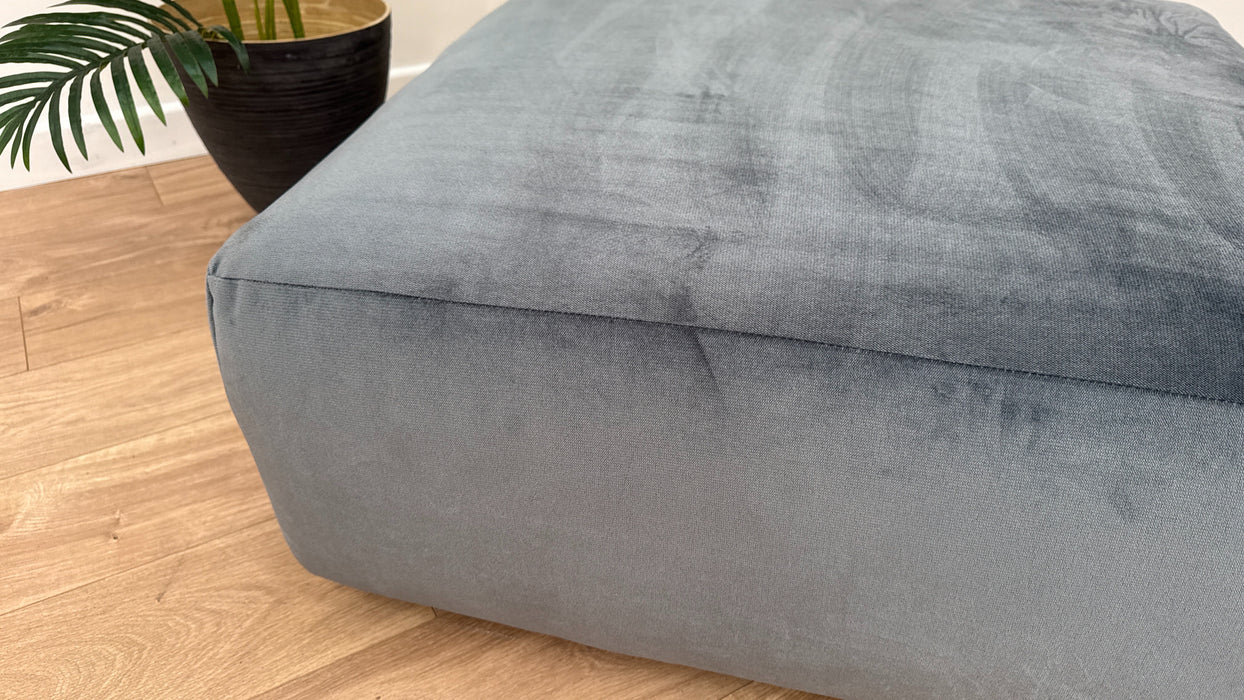 Tallulah Fabric Designer Footstool - Velvet Grey All Over