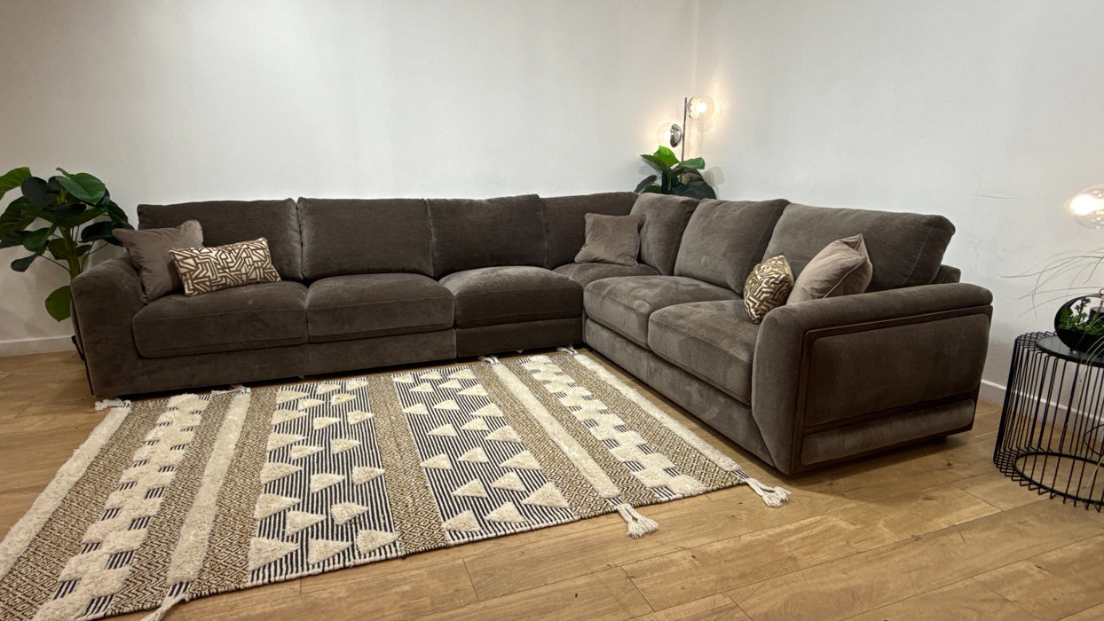 Sofology Rowen Fabric 4 Corner 3 in Luxury Deep Pile Chenille Mole
