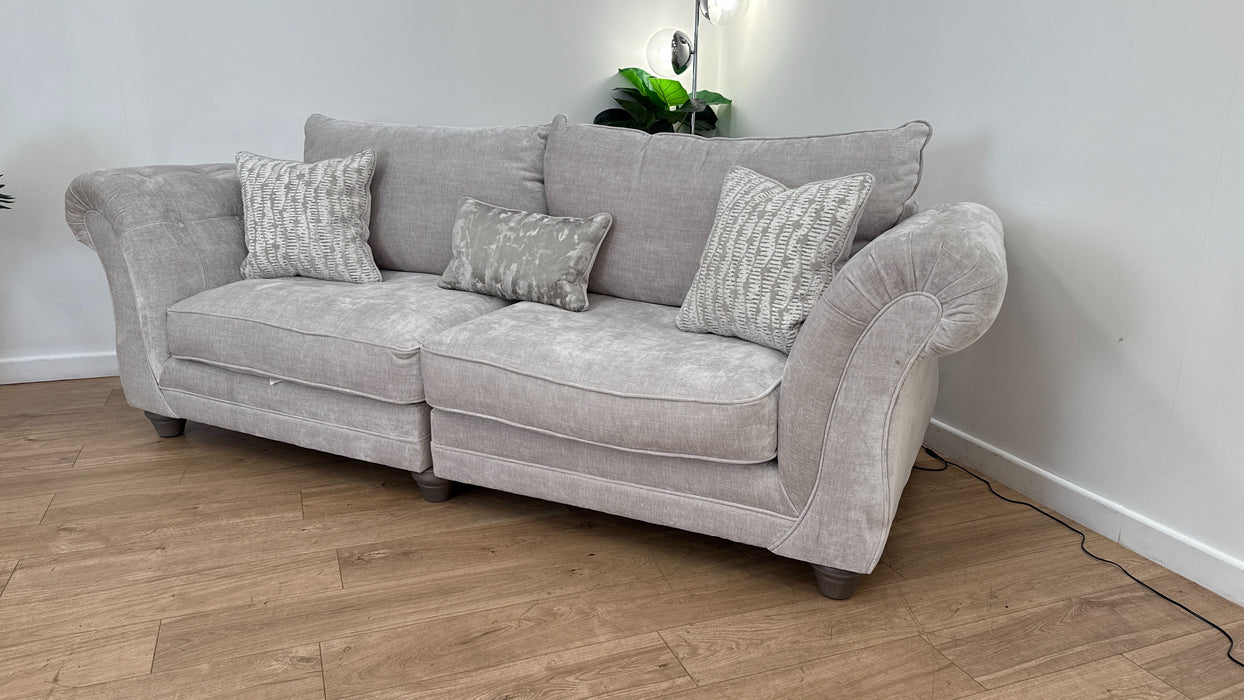 Sofology Highgrove Fabric 4 Seater Split Full Back Feather Flex in Luxe Chenille Oyster
